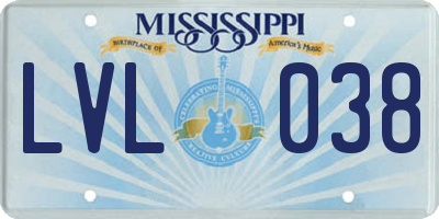 MS license plate LVL038