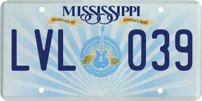 MS license plate LVL039