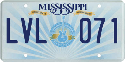 MS license plate LVL071
