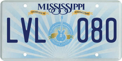 MS license plate LVL080