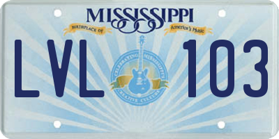 MS license plate LVL103