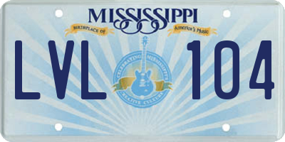 MS license plate LVL104