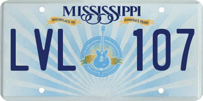 MS license plate LVL107