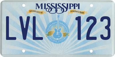 MS license plate LVL123