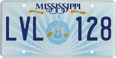 MS license plate LVL128
