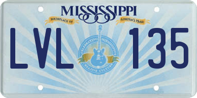 MS license plate LVL135