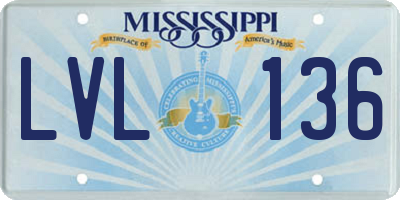 MS license plate LVL136