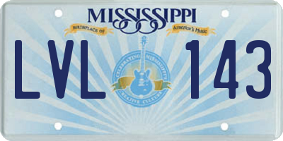 MS license plate LVL143