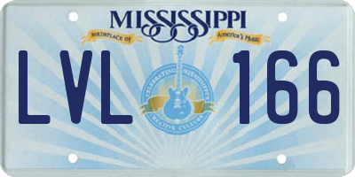 MS license plate LVL166