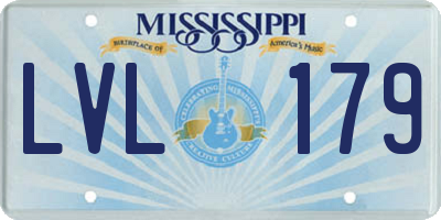MS license plate LVL179