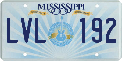 MS license plate LVL192