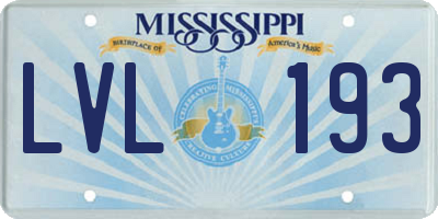 MS license plate LVL193