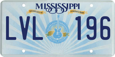 MS license plate LVL196