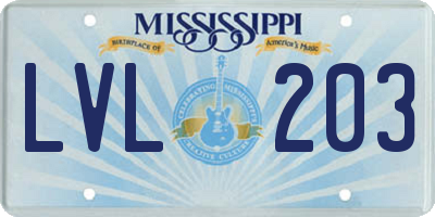 MS license plate LVL203