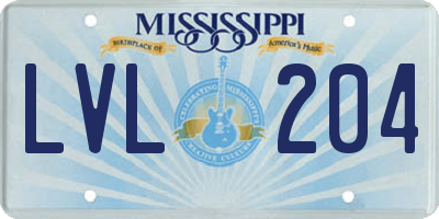 MS license plate LVL204