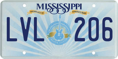 MS license plate LVL206