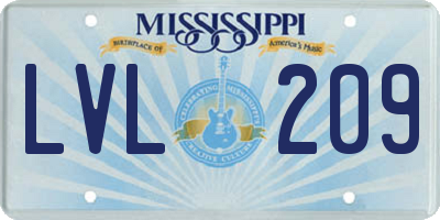 MS license plate LVL209