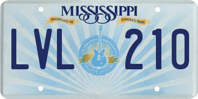 MS license plate LVL210