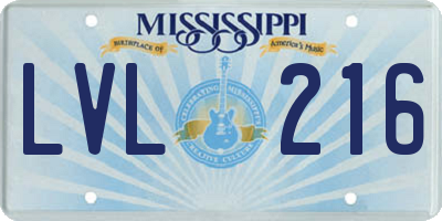 MS license plate LVL216