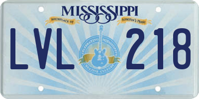 MS license plate LVL218