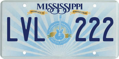 MS license plate LVL222