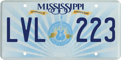 MS license plate LVL223