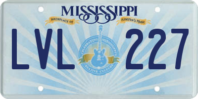 MS license plate LVL227