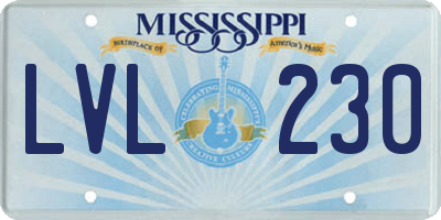MS license plate LVL230