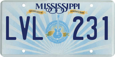 MS license plate LVL231