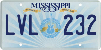 MS license plate LVL232