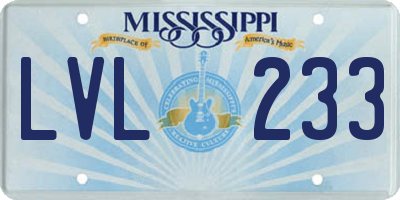 MS license plate LVL233