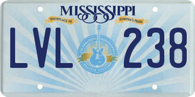MS license plate LVL238