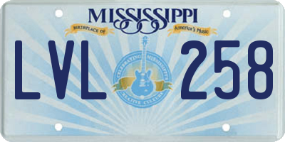 MS license plate LVL258
