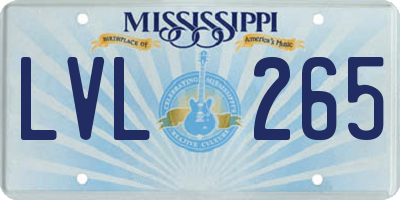 MS license plate LVL265