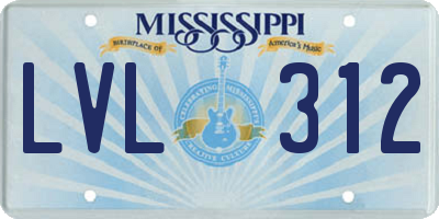 MS license plate LVL312