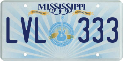 MS license plate LVL333