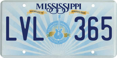 MS license plate LVL365