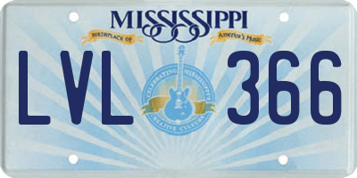 MS license plate LVL366