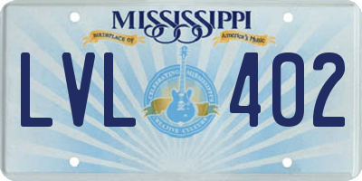 MS license plate LVL402