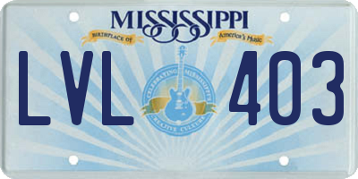 MS license plate LVL403