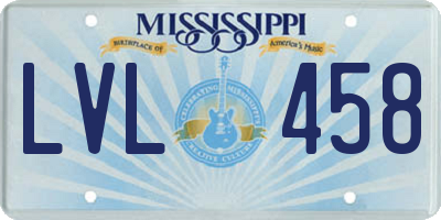 MS license plate LVL458