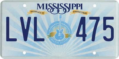 MS license plate LVL475