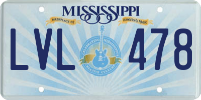MS license plate LVL478