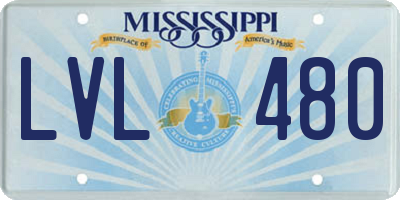 MS license plate LVL480