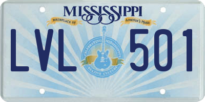 MS license plate LVL501