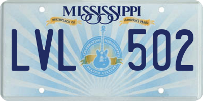 MS license plate LVL502