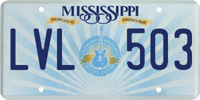 MS license plate LVL503