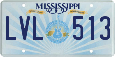 MS license plate LVL513