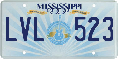 MS license plate LVL523