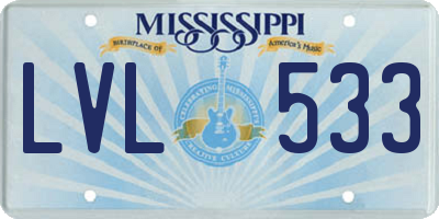 MS license plate LVL533